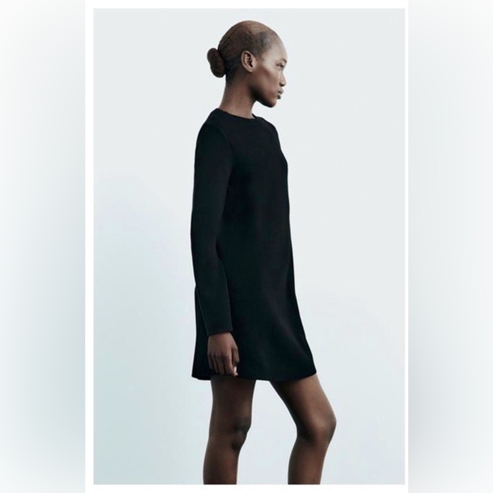Zara Black Long Sleeve Knit Dress